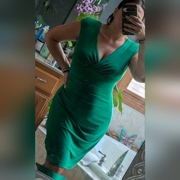 Ralph Lauren Vibrant Green Midi Dress - Picture 1 of 13
